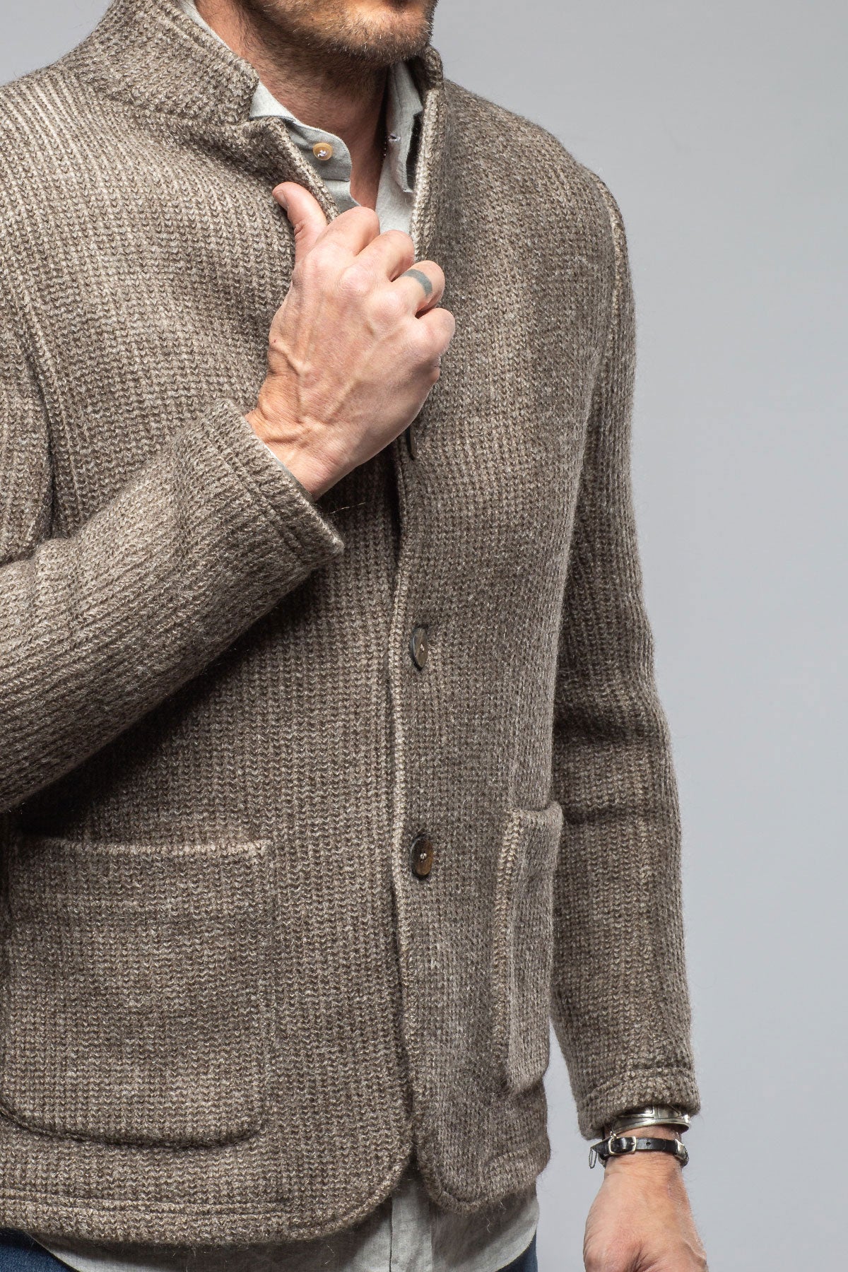 Cardigan Shirt Jacket In Grey - Image 5