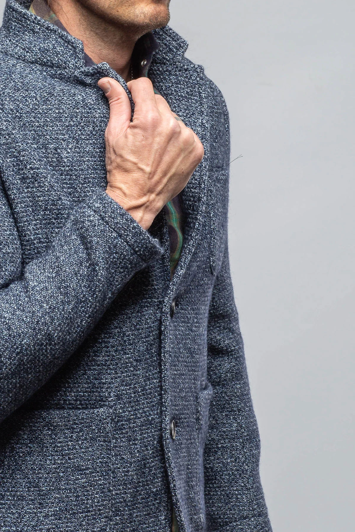 Halifax Knit Coat In Washed Navy - Image 5