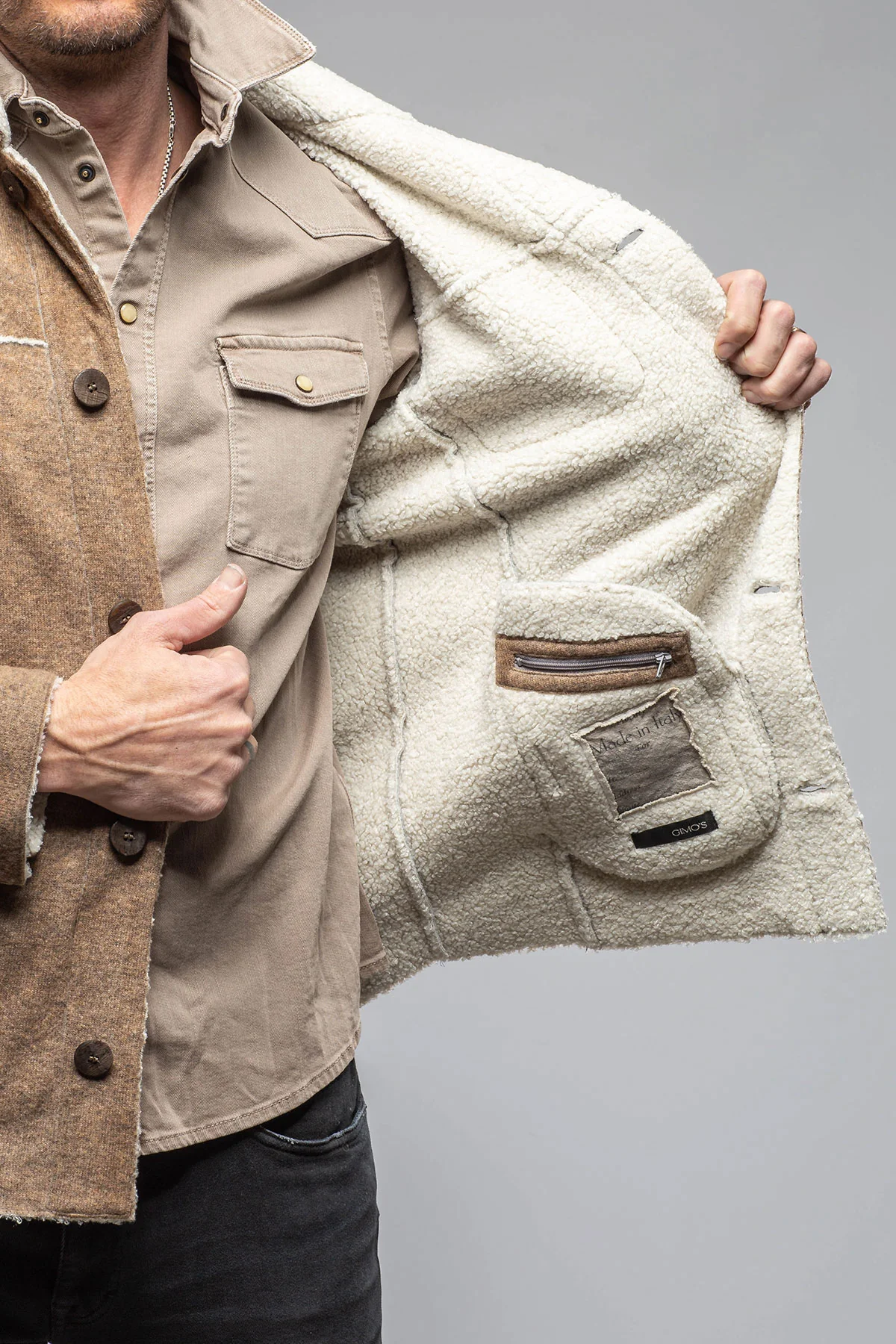 Kalispell Sherpa Shirt Jacket In Tan - Image 6