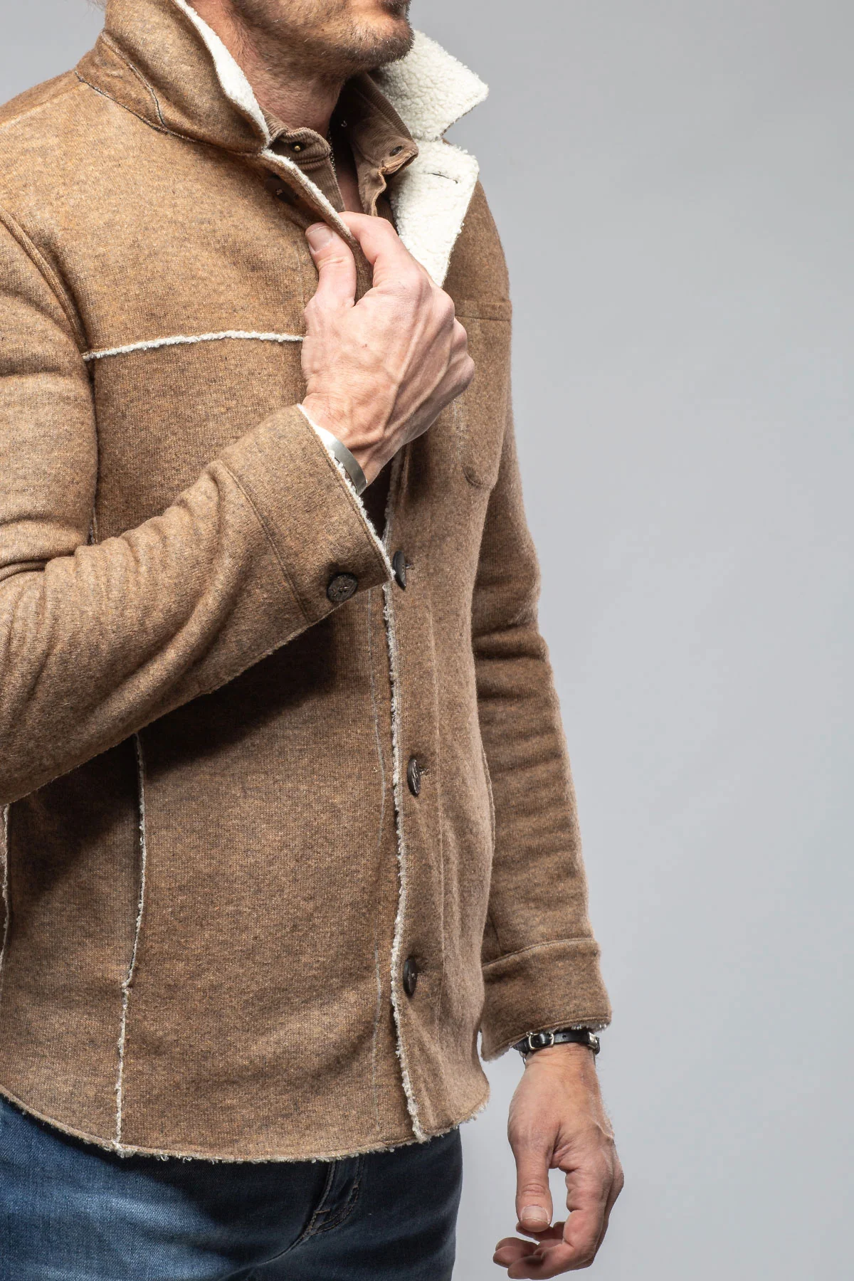 Kalispell Sherpa Shirt Jacket In Beige - Image 5